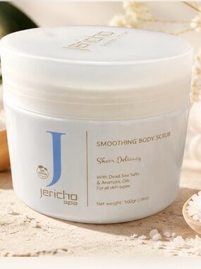 Jericho Spa Sheer Delicacy Dead Sea Salt Body Scrub 18oz Smoothing Exfoliating